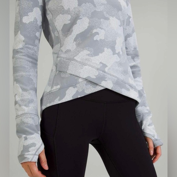 Lululemon Close to Crossing Gray Camo Crossover Hem Long Sleeve Shirt Size 8 - Picture 12 of 15